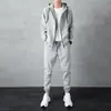 Traje Deportivo Casual para Hombre Moda de Primavera Marca para Hombre Ropa con Capucha de Color Sólido Sudadera de Manga Larga Pantalones Abrigo de Moda para Hombre