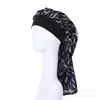 Nuevo Turbante de Seda Sombrero Amazon Transfronterizo Estampado Satén Elástico Ala Ancha Gorro de Dormir Salón de Belleza Impermeable Gorro de Ducha