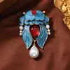 Nova Broche de Cigarra de Verão Estilo Chinês Imitação Azul Queimado Dupla Utilização Estilo Nacional Incrível Animal Broche de Corsage Cheongsam Fivela