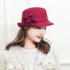 Sombrero bombín de lana de otoño e invierno para mujer, moda británica, sombrero de cuenca rizado de moda, elegante sombrero de fieltro sintético que combina con todo