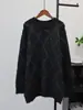 2025 Novo Outono e Inverno Design de Lantejoulas Gola Redonda Tricô Pulôver Estilo Coreano Solto Comprimento Médio Peça de Tricô Superior para Mulheres