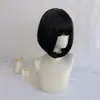 Peluca europea y americana directa de fábrica, peluca femenina negra con flequillo limpio, cabello corto y liso, peluca BOBO de fibra química, cubierta de cabeza completa, una generación de cabello