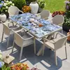 Conjunto de mesa e cadeira para exterior da Família Mo, pátio jardim, mesa de rocha esmaltada, mesa de chá de liga de alumínio para exterior, combinação de mesa e cadeira de luxo leve