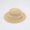 Sombrero de Paja, Sombrero de Paja de Ala Plana Estilo Francés Británico Panamá, Tejido para Mujer, Sombrero de Playa de Verano para Vacaciones en la Costa