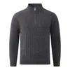 2026 Nuevo Suéter de Punto para Hombre de Invierno con Media Cremallera, Punto Trenzado Vintage, Cuello Alto, Ropa de Punto, Talla Grande, Camiseta Básica Casual
