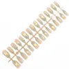 Unhas Vestíveis Frangipani Tridimensionais Manuais Gradiente Ciano Manicure Francesa Vestível Adesivos de Unha Pré-Fabricados de 30 Peças