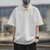 Camisa polo masculina de manga curta, camiseta da moda verão 2022, solta, casual, meia manga, estilo japonês, cor sólida, camiseta Paul Top