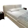 Cama doble minimalista italiana con diseño flotante, cama doble tapizada simple y moderna, adecuada para dormitorios principales y apartamentos pequeños, con una cama de tela en forma de bloque