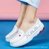 Sapatos Brancos Enfermeira 2023 Novo Casual Feminino Almofada de Ar Outono Antiderrapante Sola Macia Respirável Sapatos de Trabalho Hospitalar Vazado