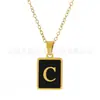 Colar Pingente Medalha Retangular Novo Estilo Europeu e Americano com 26 Letras, Gargantilha de Corrente Cobra Grossa com Design Único