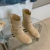 Botines de Otoño Maillard para Aumentar la Altura Botas Vaqueras para Mujer 2026 Nueva Moda Hebilla Botines de Gamuza para Mujer