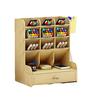 Caja de almacenamiento de estilo nórdico de madera, caja organizadora de marcadores de escritorio, compartimento multi-rejilla plegable para escritorio de oficina
