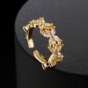 Aogu Lujo Accesible y Joyería de Mano de Gama Alta Anillo Abierto Geométrico Chapado en Cobre Oro de 18 Quilates Microincrustado con Circonita para Mujer Suministro Transfronterizo