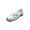 Sapatos Casuais de Designer com Corte Profundo Sapatos Únicos 2026 Primavera Nova Cor Color-Blocking Velcro Couro Lycra Cano Baixo Sapatos Femininos