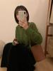 Estilo Coreano Otoño e Invierno Cuello Libre Suave Cera Terciopelo de Mapache Tejido Camiseta Base de Lana Perezosa Top Holgado