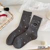 Calcetines para Mujer en Otoño e Invierno Calcetines de Media Pantorrilla Gato de Dibujos Animados Calcetines para Mujer Bordados Hello Kitty Dulce Transpirables Calcetines para Mujer Gato Estrella
