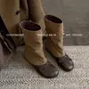 ¡Moda de chicas guapas! Botines cortos de punta redonda con lazo para mujer con aumento interno de altura y acabado de gamuza