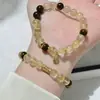 Pulseira Estrela de Pedra Olho de Tigre Mesclada com Cristal Loiro Natural para Mulheres, Pulseira Exquisita e de Alto Padrão Niche com Contas de Transferência Maillard