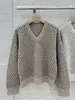 BORBOTIE Ropa de punto para mujer 2026 Otoño/Invierno Nuevo BC Lentejuelas Crochet Hueco Cuello en V Cachemira Top