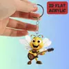 Llavero de Serie de Girasol y Abeja Lindo y Divertido de Amazon Transfronterizo Colgante de Mochila de Margarita Acrílica 2D