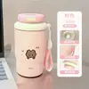 Taza isotérmica de doble boca con estampado de gatito y pez, suave y linda, transfronteriza, con cordón, adecuada para estudiantes, para ir al trabajo y para el coche, portátil y fácil de llevar