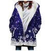 Abrigo trench de mujer nuevo de 2023 de venta caliente transfronteriza invierno engrosado estilo europeo y americano patrón navideño abrigo con capucha lote