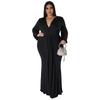 N7662 Outono Europeu e Americano Nova Moda plus size Vestido Sexy para Boate de Comércio Exterior Feminino Vestido Irregular com Decote V