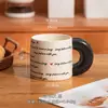 Taza de Cerámica con Mango Floral Estilo Japonés Pastoral Taza de Café con Flor de Dibujos Animados y Platillo Set de Taza con Animal Lindo