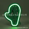Cacto neon artesanato em madeira luz noturna quarto infantil iluminação LED enfeites