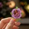 Broche de Flor de Peonía Morada Completa de Diamantes Retro Exquisito Guofeng Accesorios Cheongsam Pin Alto Sentido de Gama Ropa Abrigo Ramillete