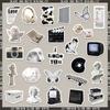 61 Piezas de Pegatinas Retro de Estilo Sencillo en Blanco y Negro para Agenda, Pegatinas Decorativas Impermeables para Estudiantes para Botellas de Agua, Teléfonos Móviles y Pegatinas para Maletas