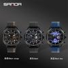 Sanda Transfronterizo Más Vendido Seis Agujas Cool Esfera Grande Impermeable Tres Ojos Reloj de Hombre Casual Correa Moda Tendencia Reloj de Hombre