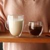 Vaso transparente de doble capa de vidrio resistente al calor en forma de huevo para jugo, bebida, café, multi-capacidad, con asa resistente al calor, vaso de agua