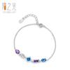 Pulseira de luxo S925 em prata esterlina azul com zircônia roxa e design geométrico, moda feminina, cor de alto senso, joia recém-chegada