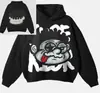 Moda Urbana Europea y Americana 2025 Calavera Marca de Tendencia Camiseta Nueva Estampada Gótica High Street Versátil Cuello Redondo