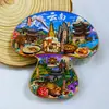 Serie YunnanAtracciones Culturales y Creativas ÚnicasXishuangbannaCiudad TurísticaSouvenirImanes de Refrigerador de Madera