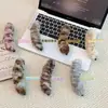 Grampo de Cabelo de Pelúcia Grande Estampa de Leopardo para Mulheres, Prendedor de Coque Grande, Acessório de Cabelo Banana Clip para Meio-Preso de Outono e Inverno