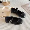 Sapatos Mary Jane Franceses para Meninas 2026 Primavera/Verão Novos Sapatos Pequenos de Couro para Crianças Maiores Sapatos Rasos de Princesa