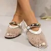 Zapatos de Ballet de Malla Hueca Redondos de Punta Grande de Comercio Exterior de Nicho para Mujer Moda Transfronteriza Hebilla Simple de Correa Plana Individual