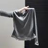 Camiseta de Manga Larga con Diseño de Patchwork a Cuadros Estilo Coreano Falso Dos Piezas para Mujer Primavera y Otoño Nuevo Top Delgado para Usar por Dentro/Fuera