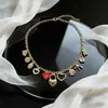 Accesorios de Fiesta Callejeros de Lujo de Nicho Transfronterizos Europeos y Americanos para Mujer, Collar Simple de Candado de Corazón, Cadena de Clavícula Versátil de Moda