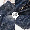 Jeans de pierna ancha a cuadros retro estilo americano para mujer, nueva moda de otoño, cintura alta, adelgazantes, lavados, pantalones de largo hasta el suelo