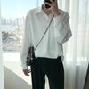Camisa Pulôver Estilo Preguiçoso Masculina Cor Sólida Manga Longa Estilo Coreano Fashion Nova Alta Qualidade Estilo Drapeado Estilo Fragrante Camisa com Botões Outono