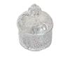 Tarro de azúcar de cristal transparente con relieve de corona, tarro vintage para guardar joyas, tarro para guardar joyas de boda, tarro para guardar hisopos de algodón con tapa