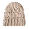 Nuevo sombrero de lana de color liso estilo coreano para otoño e invierno, unisex, versátil, simple, cálido, sombrero tipo gorro, sombrero de punto grueso con forro polar, moda