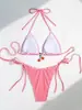 Roupa de banho feminina para comércio exterior europeu e americano, conservadora e sexy, biquíni de duas peças xadrez doce que emagrece, roupa de banho xadrez para férias e fontes termais