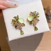 Brincos Pendentes Florais de Zircônia Doce e Estilo Floresta, Brincos de Personalidade de Nicho da Moda, Brincos de Luxo Leve de Alta Qualidade para Mulheres Atacado
