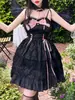 Vestido Anjo Demônio Preto e Branco Melhor Amiga Estrela Gêmea Lolita Gótico JSK Vestido Estilo Japonês Soft Girl Lolita