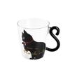 Taza de Leche Personalizada de Vidrio de Borosilicato Alto Gato Japonés Taza Resistente al Calor con Asa Linda Taza para Desayuno