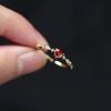 S925 Sterling Silver Plated 14K Gold Platinum Anel de cauda das mulheres Amor Rubi Estilo japonês elegante e fresco